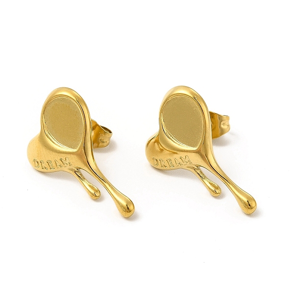 

PandaHall Ion Plating(IP) 304 Stainless Steel Word Dream Stud Earring Settings, Melting Heart with Teardrop Tray, Real 18K Gold Plated, Tray...