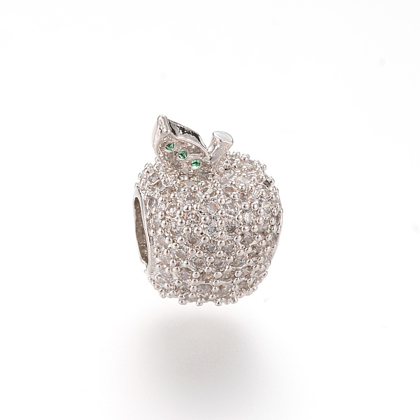 

PandaHall Alloy Rhinestone European Beads, Large Hole Beads, Apple, Crystal, 15x10.6mm Alloy+Rhinestone Fruit Clear