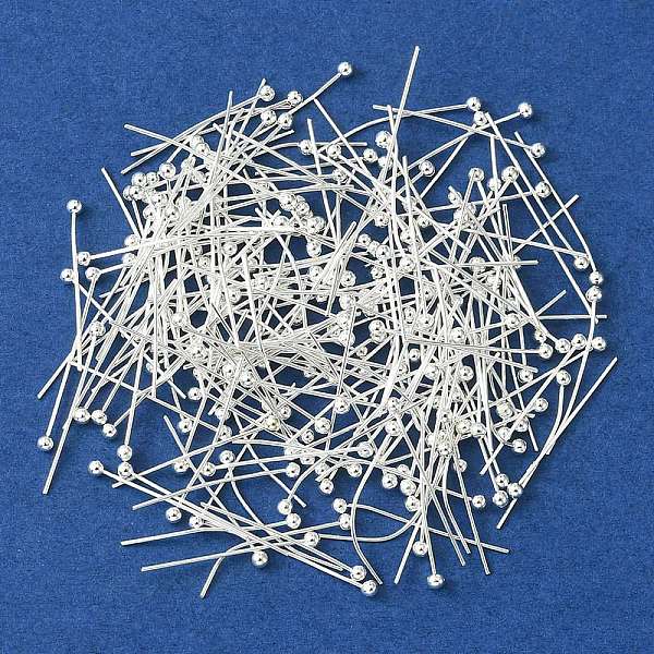 

PandaHall Brass Ball Head pins, Cadmium Free & Lead Free, Silver, 20x0.5mm, 24 Gauge, Head: 2mm Brass