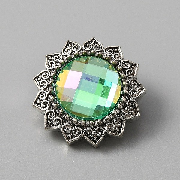 

PandaHall Alloy Snap Buttons, with Plastic Rhinestone, Jewelry Buttons, Flower, Light Green, 20.5x11mm, Knob: 5mm Alloy+Plastic Flower