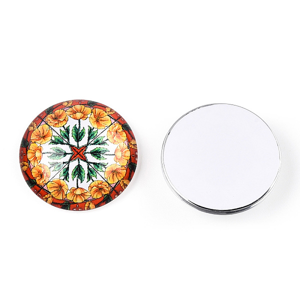 

PandaHall Glass Cabochons, Half Round with Kaleidoscope Pattern, Colorful, 25x7.5mm Glass Half Round Multicolor