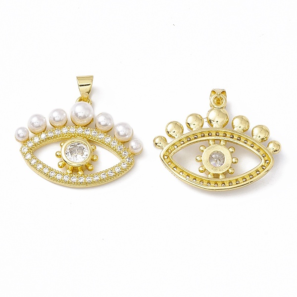 

PandaHall Rack Plating Brass Micro Pave Clear Cubic Zirconia Pendants, with Acrylic Bead, Long-Lasting Plated, Cadmium Free & Lead Free, Eye...