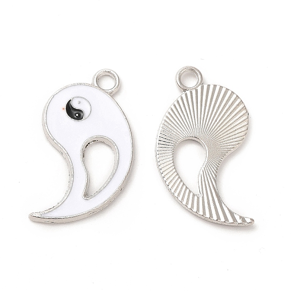 

PandaHall Alloy Enamel Pendants, Cadmium Free & Nickel Free & Lead Free, Platinum, Yin Yang Charm, White, 27x15x1.5mm, Hole: 2.5mm...