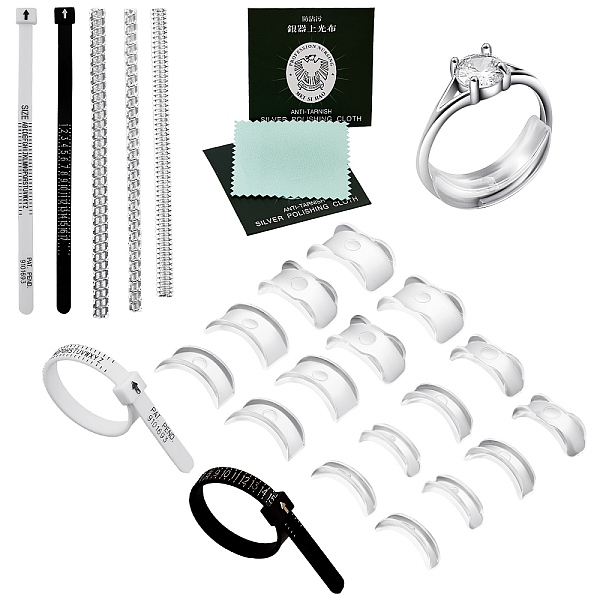 

PandaHall Ring Sizer Measuring Kit, Including Plastic Spring Coil, Silver Polishing Cloth, Invisible Ring Size Adjuster, UK Ring Sizer..., Multicolor