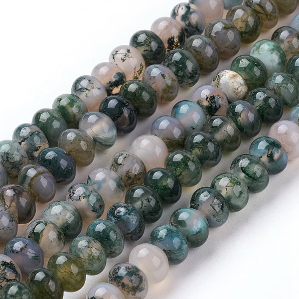 

PandaHall Natural Moss Agate Beads Strands, Rondelle, 8x5.5mm, Hole: 1mm, about 74pcs/strand, 15.7 inch(40cm) Moss Agate Rondelle