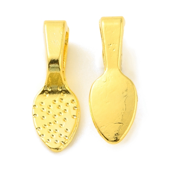 

PandaHall Alloy Glue-on Flat Pad Bails, Shovel Pendant Bails, Golden, 15x5x1~5mm, Hole: 4.5x3mm Alloy