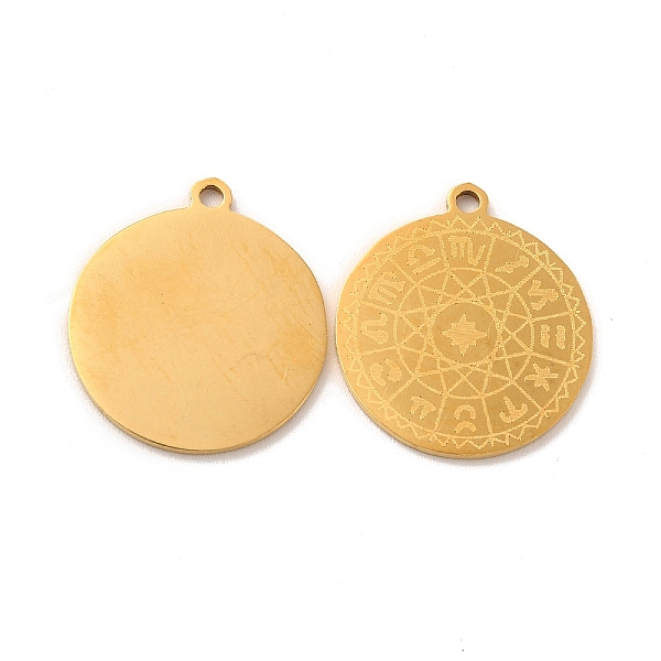 

PandaHall 201 Stainless Steel Pendants, Flat Round with 12 Constellations Pattern Charms, Golden, 18x16.2x1mm, Hole: 1.4mm 201 Stainless...