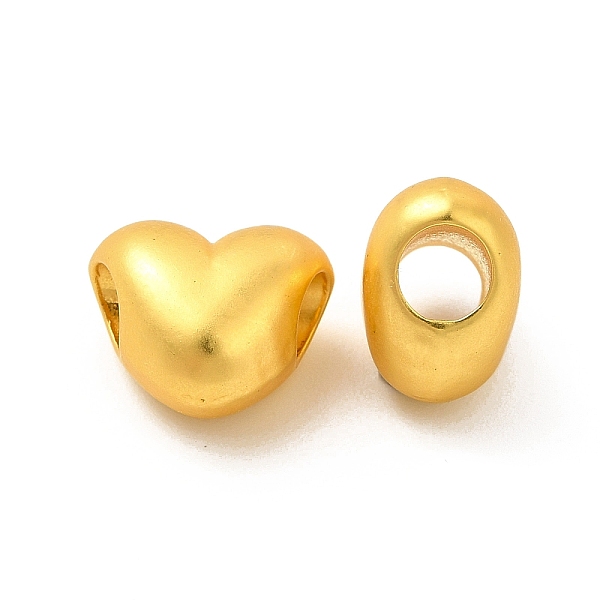 

PandaHall Rack Plating Alloy European Beads, Large Hole Beads, Lead Free & Cadmium Free & Nickel Free, Heart, Matte Gold Color, 10x11x7mm...