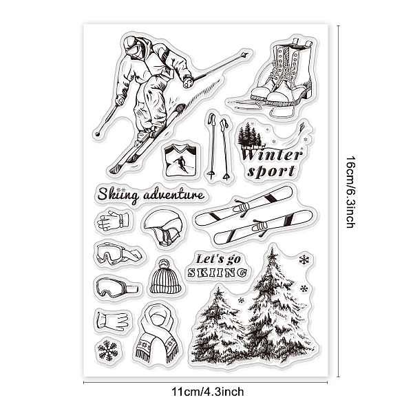 

PandaHall GLOBLELAND Glove Scarf Skiing Pattern Silicone Clear Stamps Outdoor Activity Pattern Acrylic Stamps for Album Photo Scrapbooking...