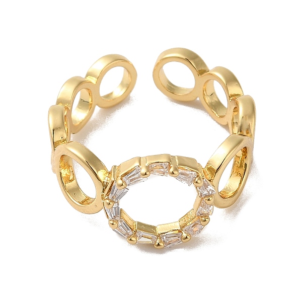 

PandaHall Cubic Zirconia Hollow Out Ring Open Cuff Ring, Real 18K Gold Plated Brass Jewelry for Women, Lead Free & Cadmium Free, Clear...