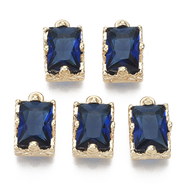 

PandaHall Glass Rhinestone Pendants, with Light Gold Plated Brass Claw Open Back Settings, Rectangle, Faceted, Sapphire, 10x6x5mm, Hole: 1mm..., Blue
