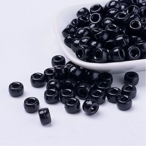 

PandaHall Opaque Acrylic European Beads, Barrel, Black, 9x6mm, Hole: 4mm, about 1900pcs/500g Acrylic Barrel Black