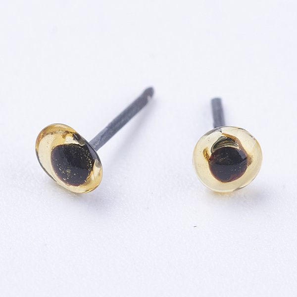 

PandaHall Craft Glass Doll Eyes, with Steel Pin, for Needle Felting Dolls, Amigurumi dolls, Polymer Clay Projects, Goldenrod, 3mm Glass Gold
