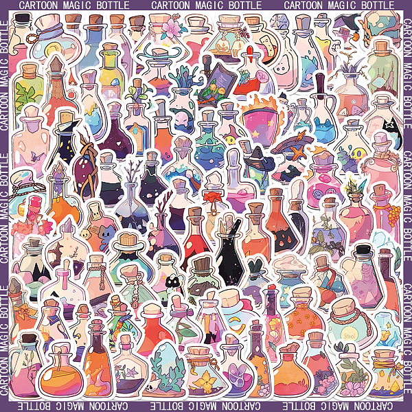 

PandaHall 100Pcs Magic Bottle PVC Waterproof Self-Adhesive Stickers, Cartoon Stickers, for Party Decorative Presents, Mixed Color, 35~60mm..., Multicolor