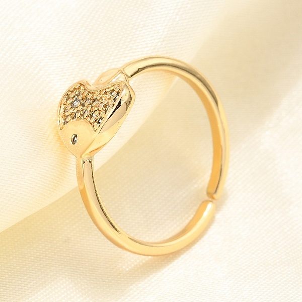 Bagues de manchette en laiton avec micro pavé de zircone cubique transparente pour femmes