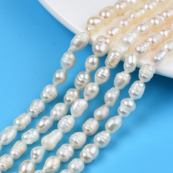 

PandaHall Natural Cultured Freshwater Pearl Beads Strands, with Screw Thread, Rice, Seashell Color, 6~12x5.5~6.5mm, Hole: 0.7mm, about...