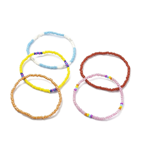 

PandaHall 5Pcs 5 Color Glass Seed Beaded Stretch Bracelets Set, Mixed Color, Inner Diameter: 2-1/8 inch(5.3cm), 1Pc/color Seed Beads Round..., Multicolor