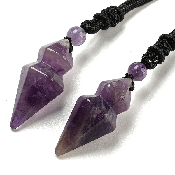 

PandaHall Natural Amethyst Conical Pendulum Pendant Necklace with Nylon Cord for Women, 27.56 inch(70cm) Amethyst Others