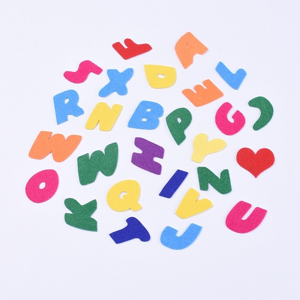 

PandaHall Self-adhesive Felt Fabric Cartoon Stickers, Including Letter A~Z and Heart, DIY Crafts, Mixed Color, 27~28x10.5~41x1mm, 27pcs/set..., Multicolor