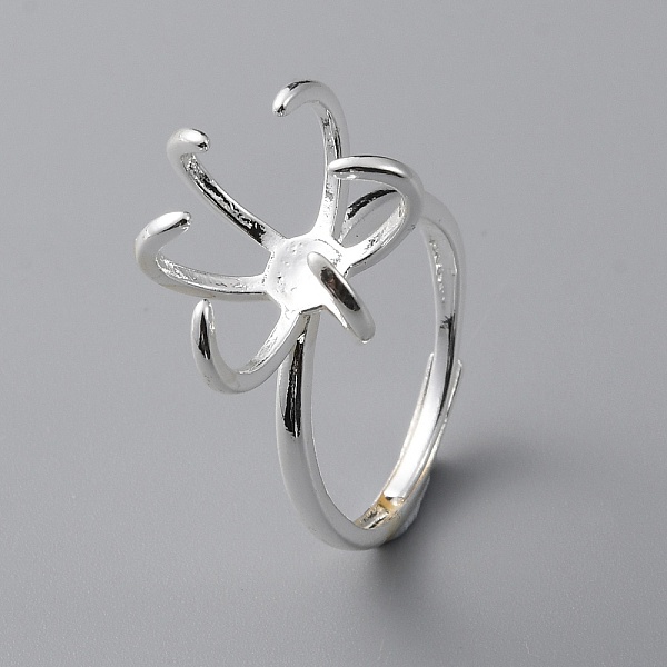 

PandaHall Adjustable Brass Ring Components, 6 Claw Prong Settings, Silver, US Size 6(16.5mm), Tray: 13x15mm Brass
