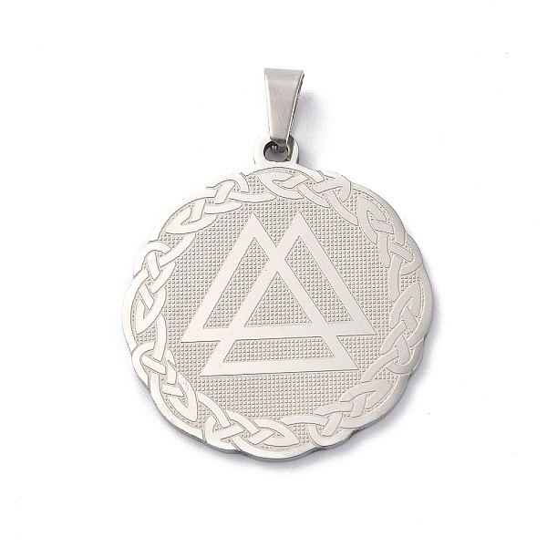 

PandaHall 304 Stainless Steel Pendants, Flat Round with Valknut Charm, Stainless Steel Color, 33x30x1.5mm, Hole: 8x4mm 304 Stainless Steel...