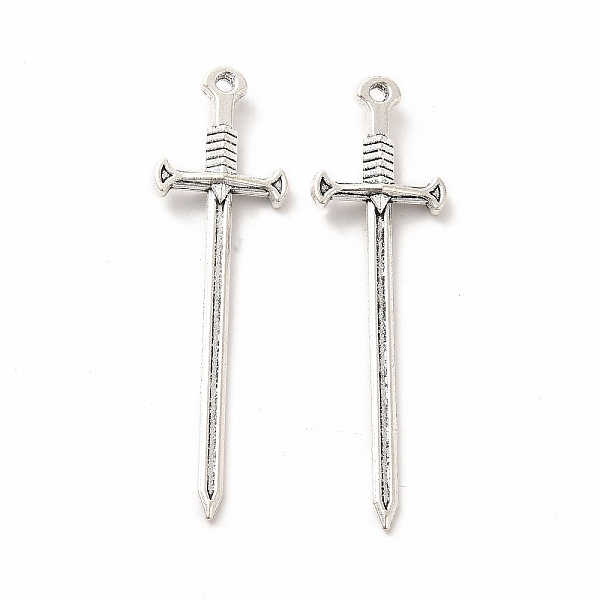 

PandaHall Tibetan Style Alloy Big Pendants, Sword Charm, Antique Silver, 54.5x16x5mm, Hole: 2mm Alloy Others