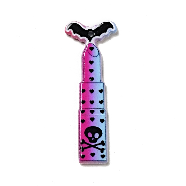 

PandaHall Halloween Printed Acrylic Pendants, Lipstick with Skull Charm, Bat Pattern, 46x15x2mm, Hole: 1.8mm Acrylic Bat