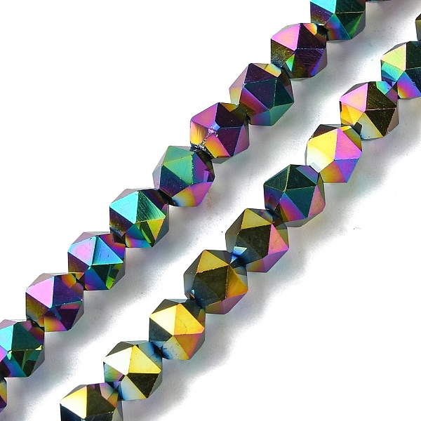 

PandaHall Electroplate Glass Beads Strands, Faceted Round, Colorful, 5.5x5x6mm, Hole: 1mm, about 101pcs/strand, 22.05''(56cm) Glass Round