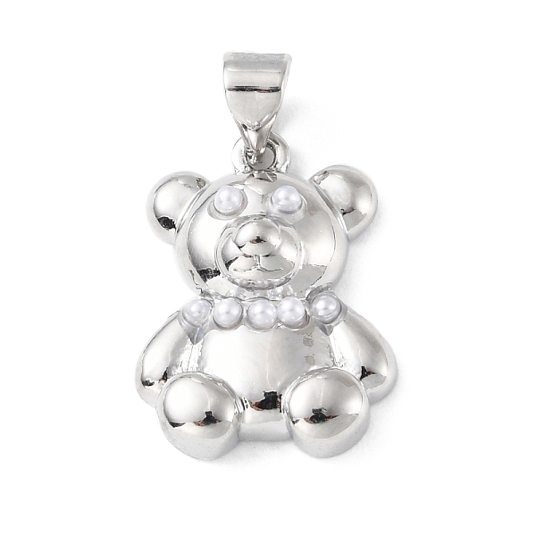 

PandaHall Brass Pendants, with Plastic Pearl Bead, Long-Lasting Plated, Cadmium Free & Lead Free, Bear Charms, Platinum, 18.5x14x8.5mm, Hole..., White