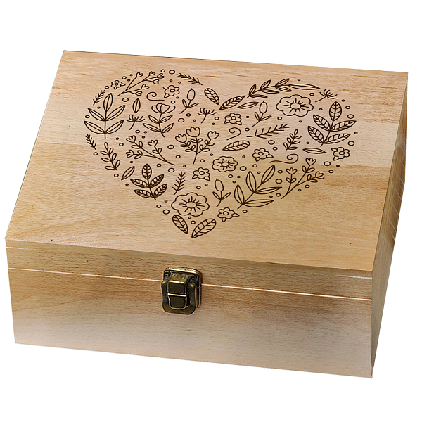 

PandaHall Rectangle Wooden Memory Keepsake Boxes with Lids, for Anniversary, Wedding, Memory, Birthday, Valentines Day, Heart..., Orange