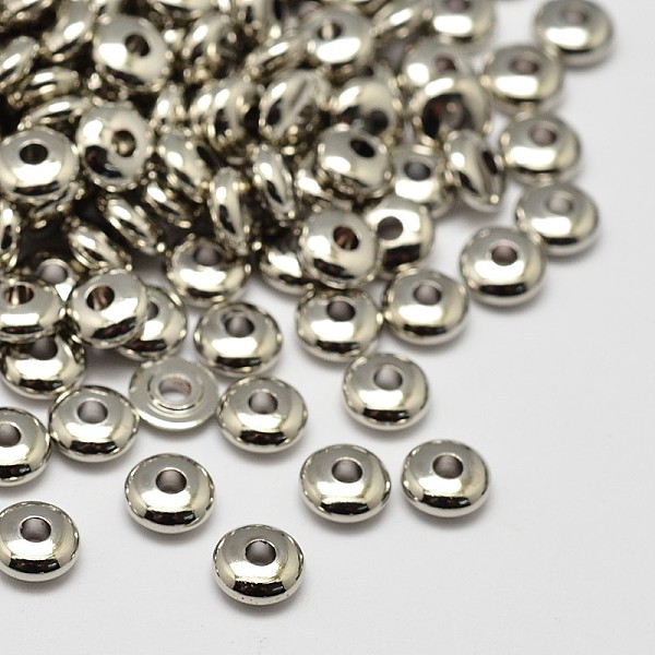 

PandaHall Brass Flat Round Spacer Beads, Nickel Free, Platinum, 5x2mm, Hole: 1mm Brass Flat Round