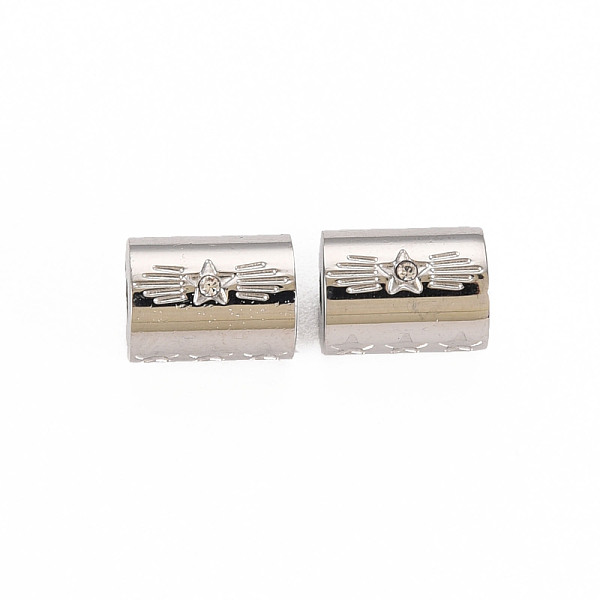 

PandaHall 304 Stainless Steel Beads, with Rhinestone, Column with Star, Stainless Steel Color, 8x6mm, Hole: 1.8mm 304 Stainless Steel...