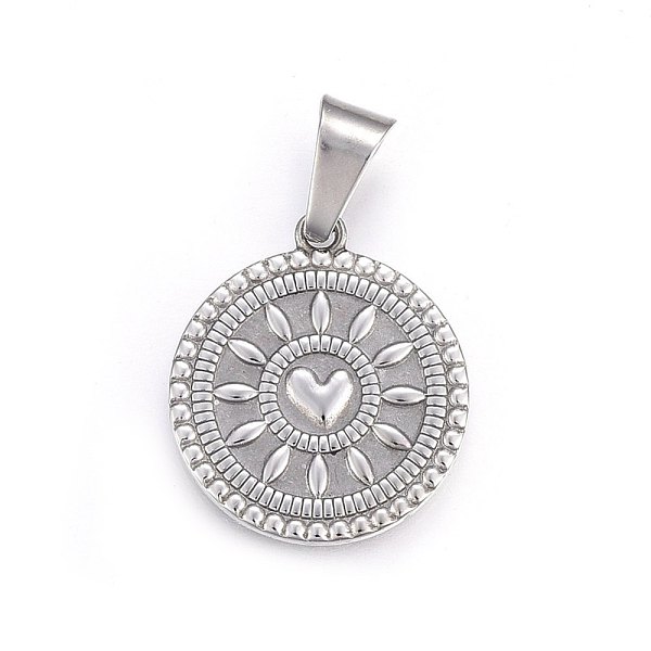 

PandaHall 304 Stainless Steel Pendants, Flat Round with Heart, Stainless Steel Color, 28.5x25x2.5mm, Hole: 11x5mm 304 Stainless Steel Flat...