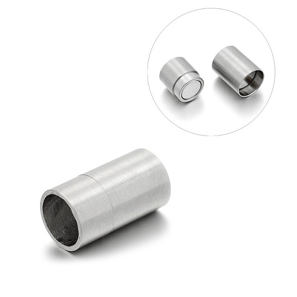 

PandaHall Matte 304 Stainless Steel Column Magnetic Clasps with Glue-in Ends, Stainless Steel Color, 20x11mm, Hole: 9mm 304 Stainless Steel...