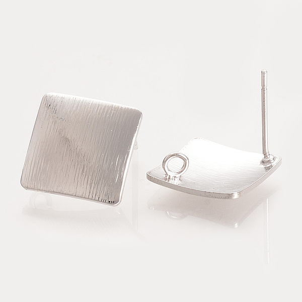 

PandaHall Brass Ear Stud Findings, with Loop, Rhombus, Nickel Free, Real Platinum Plated, 17.5x17.5mm, Hole: 1.5mm, pin: 0.5mm Brass Rhombus