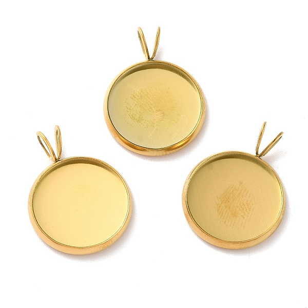 

PandaHall Ion Plating(IP) 304 Stainless Steel Pendant Cabochon Settings, Plain Edge Bezel Cups, Flat Round, Golden, Tray: 14mm, 20.5x16x2mm...