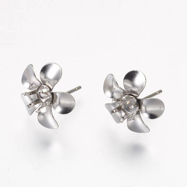 

PandaHall 304 Stainless Steel Stud Earring Findings, 5-Petal, Flower, Stainless Steel Color, 16mm, Flower: 14~15x5mm, Tray: 4mm, Pin: 0.7mm...