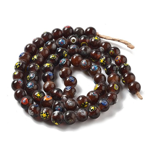 

PandaHall Handmade Nepalese Lampwork Beads, Round, Coconut Brown, 8.5~12.5x8.5~11.5mm, Hole: 1.8~3.5mm, about 64~67pcs/strand, 25.71''...