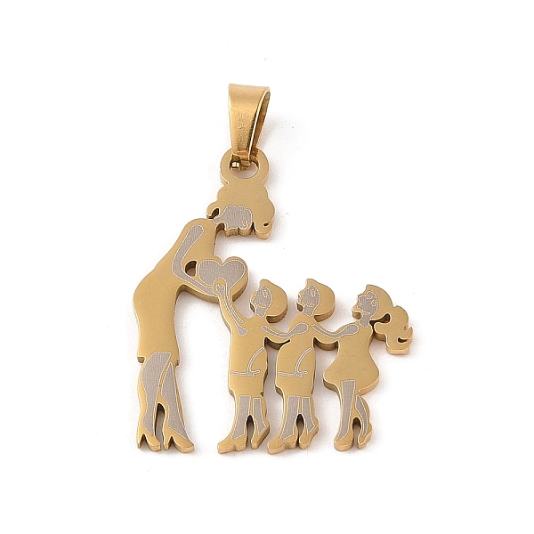 

PandaHall Mother's Day Ion Plating(IP) 304 Stainless Steel Pendants, Laser Cut, Mother and Child Charm, Real 18K Gold Plated, 32x26x1mm...