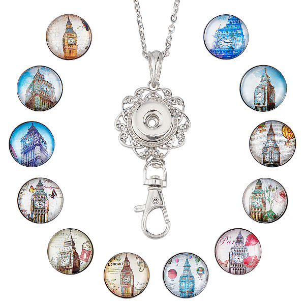 

PandaHall SUNNYCLUE DIY Interchangeable Dome Office Lanyard ID Badge Holder Necklace Making Kit, Including Brass Snap Buttons, Alloy Snap...