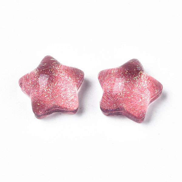 

PandaHall Translucent Acrylic Cabochons, with Glitter Powder, Star, Light Coral, 16x16.5x9mm Acrylic Star
