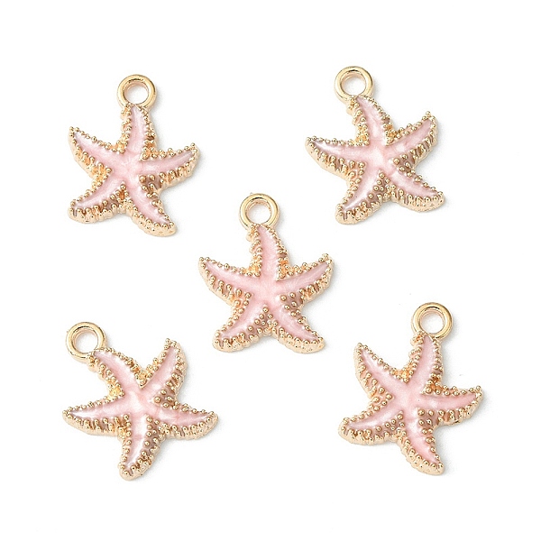 

PandaHall Alloy Enamel Pendants, Starfish, Light Gold, Pink, 18x15x3mm, Hole: 2.5mm Alloy+Enamel Starfish Pink
