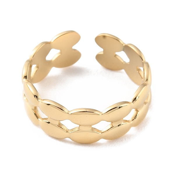 

PandaHall 304 Stainless Steel Oval Open Cuff Rings, Real 14K Gold Plated, US Size 7 1/4(17.5mm) 304 Stainless Steel