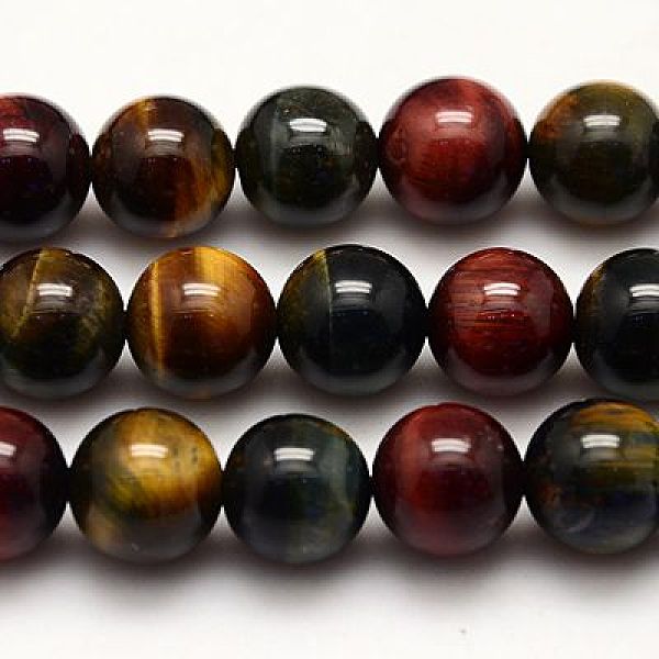 

PandaHall Natural Tiger Eye Beads Strands, Grade AB+, Dyed, Round, Mixed Color, 12mm, Hole: 1mm Tiger Eye Round Multicolor