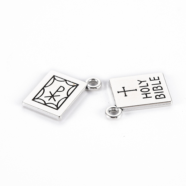 

PandaHall Tibetan Style Alloy Pendants, Lead Free & Cadmium Free, Holy Bible with Word, Antique Silver, 20.5x17x1.5mm, Hole: 2mm, about...