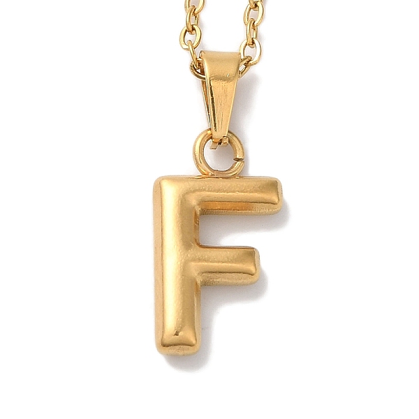 

PandaHall Vacuum Plating 201 Stainless Steel Necklaces, Letter, Letter F, 17.80 inch(45.2cm), Pendant: 23x9x3mm 201 Stainless Steel Letter F