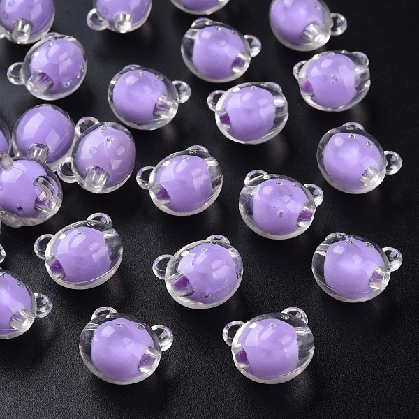 

PandaHall Transparent Acrylic Beads, Bead in Bead, Bear, Lilac, 16x18x15.5mm, Hole: 3mm, about 220pcs/500g Acrylic Bear Purple