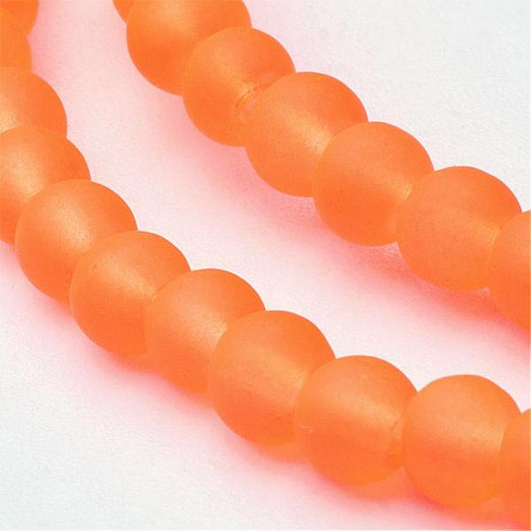 

PandaHall Transparent Glass Bead Strands, Frosted, Round, Orange Red, 4mm, Hole: 1.1~1.6mm, about 200pcs/strand, 31.4 inch Glass Round Red