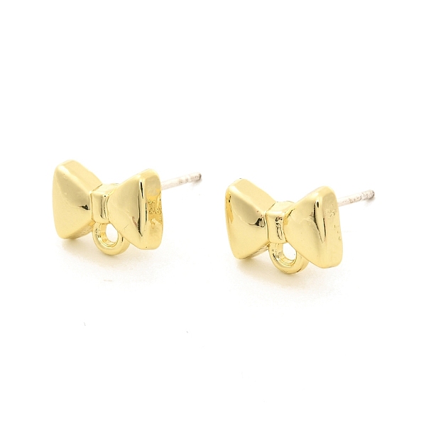 

PandaHall Alloy Stud Earrings Findings, with 925 Sterling Silver Pins and Loops, Bowknot, Golden, 7x10mm, Hole: 1.5mm, Pin: 0.7mm Alloy...