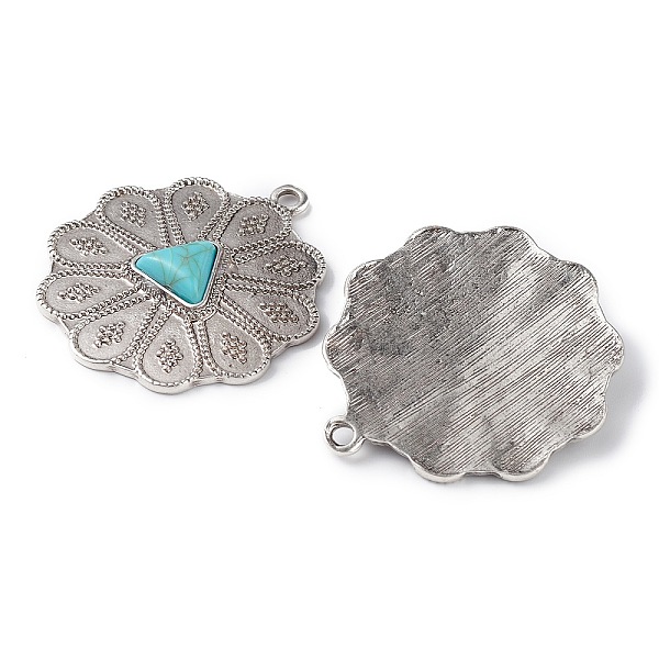 

PandaHall Synthetic Turquoise Pendants, with Alloy Findings, Flower Charms, Antique Silver, 42x37x6mm, Hole: 2.5mm Synthetic Turquoise...